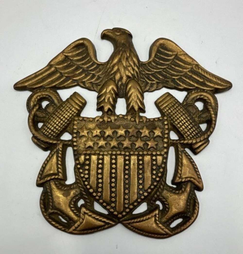 Vintage US Navy Chief Petty Officer CPO Brass Insignia Badge 6.5"